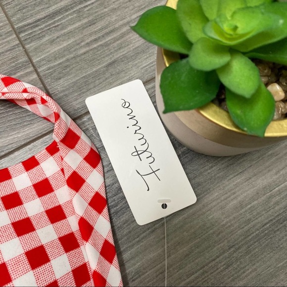 🌈 futurino NWT checkered padded bikini top - Picture 3 of 5